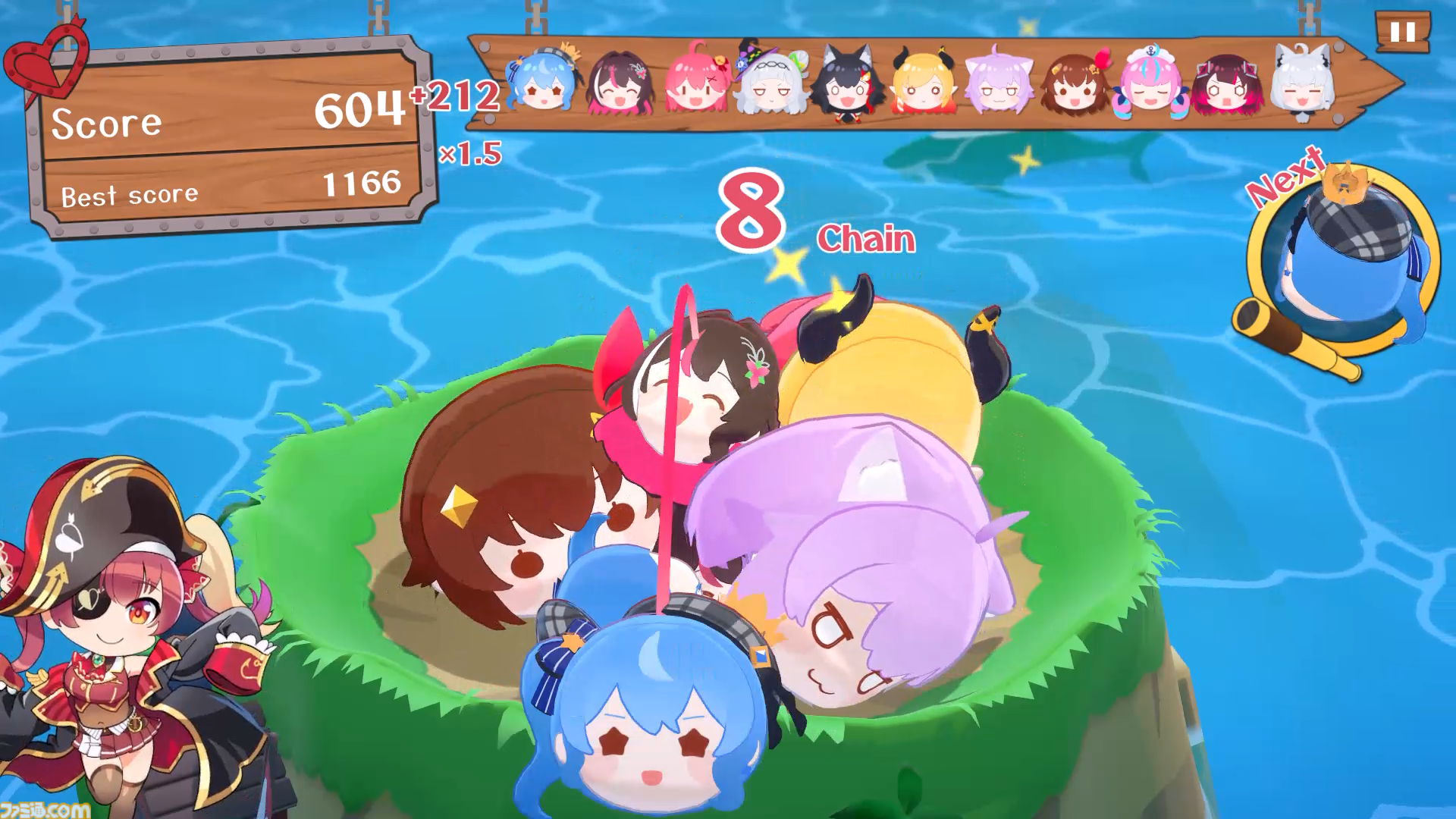 お宝を積み上げるゲーム画面
